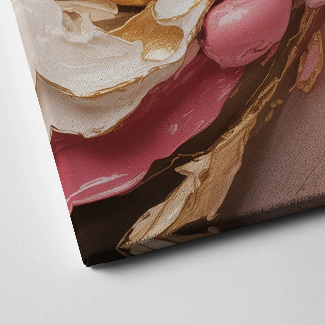 Harmonic Elegance Pink and Gold Abstract Canvas Close Up