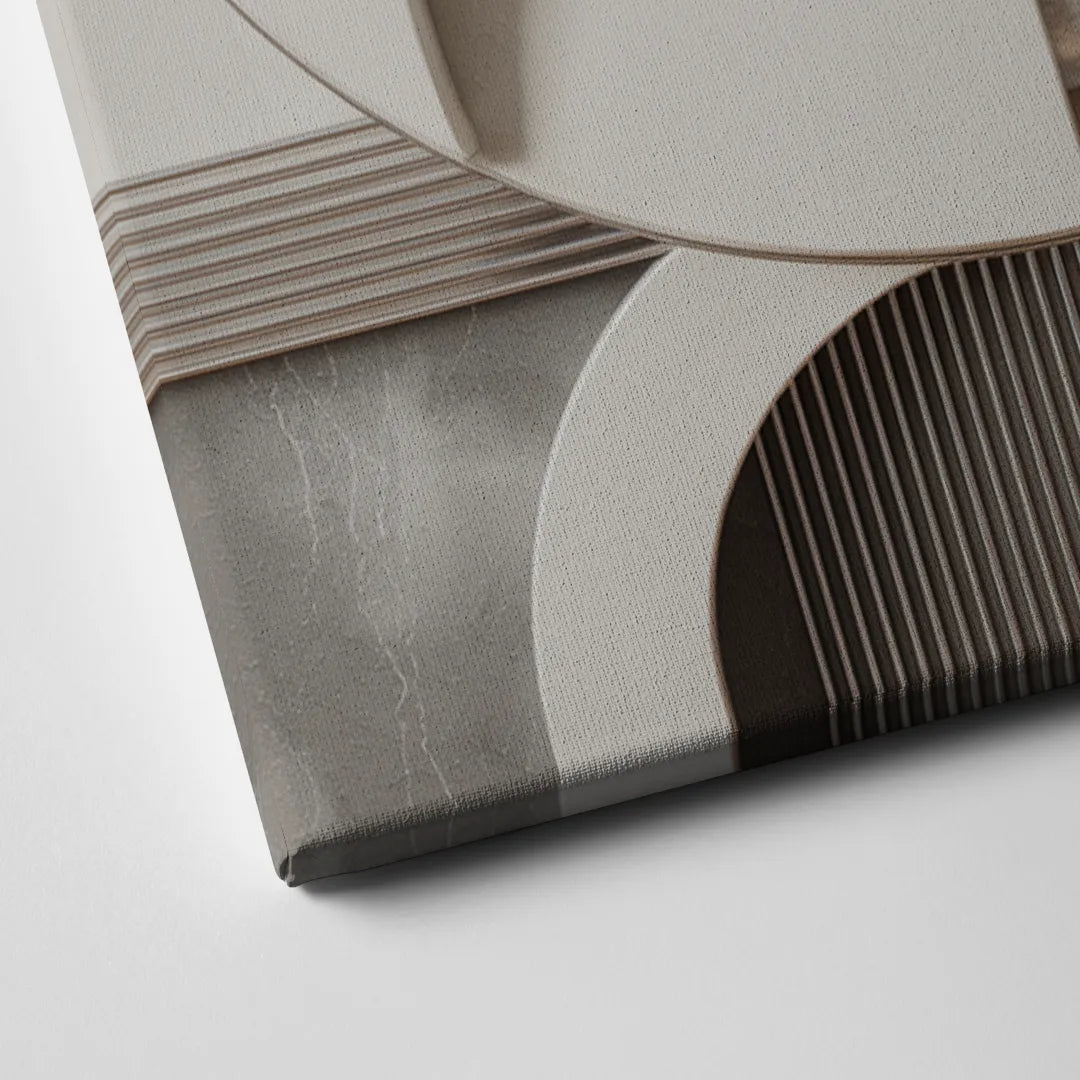 Harmonious Circles Grey and White Abstract Canvas Close Up