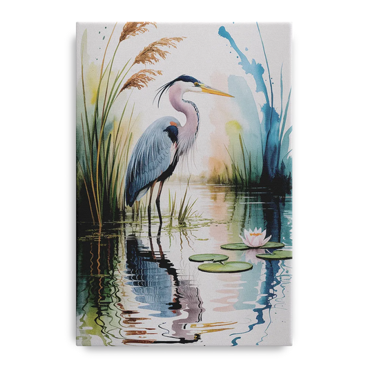 Harmonious Heron Habitat - Canvas Wall Art