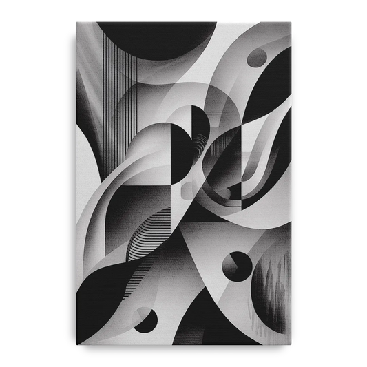 Harmonious Interplay Black and White Abstract - Canvas Wall Art