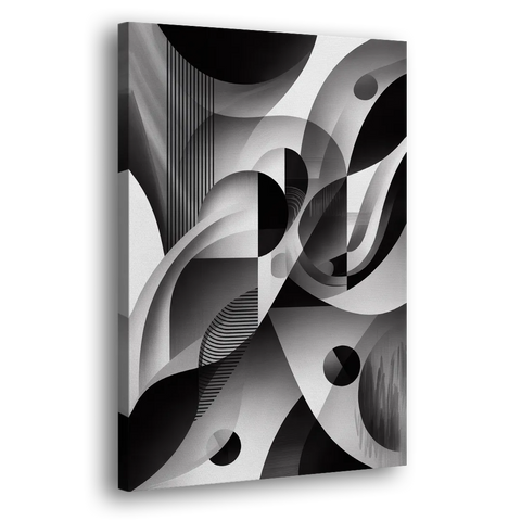 Harmonious Interplay Black and White Abstract - Canvas Wall Art