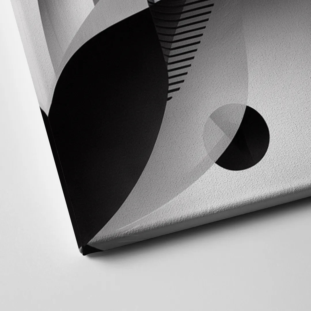 Harmonious Interplay Black and White Abstract Canvas Close Up