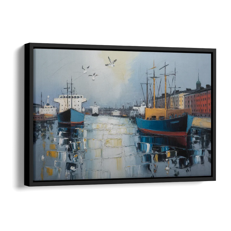 Helsinki Harbor Side - Black Canvas Wall Art