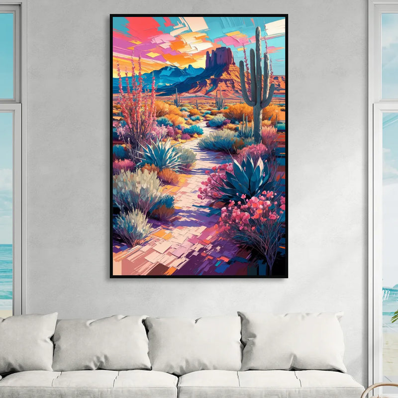 Henderson Desert Bloom Living Room - Black Canvas Wall Art