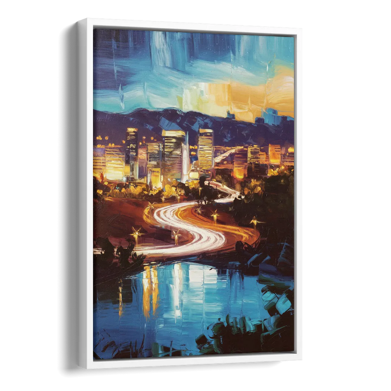 Henderson Nightscape Side - White Canvas Wall Art