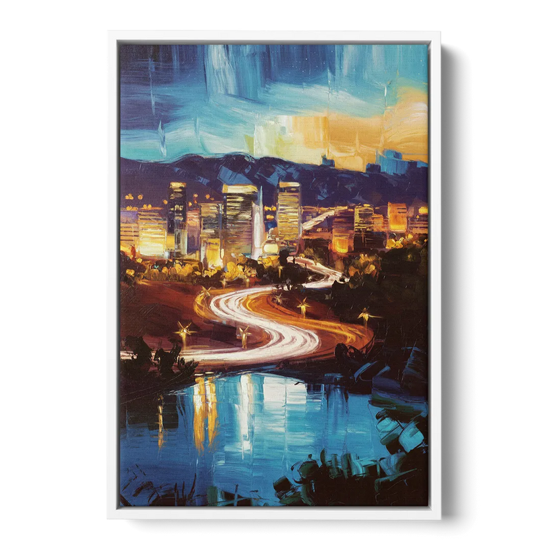 Henderson Nightscape Front - White Canvas Wall Art