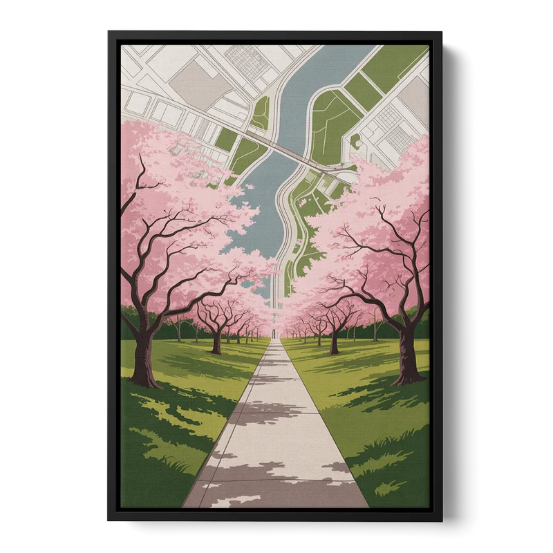 High Park Cherry Blossoms Front - Black Canvas Wall Art