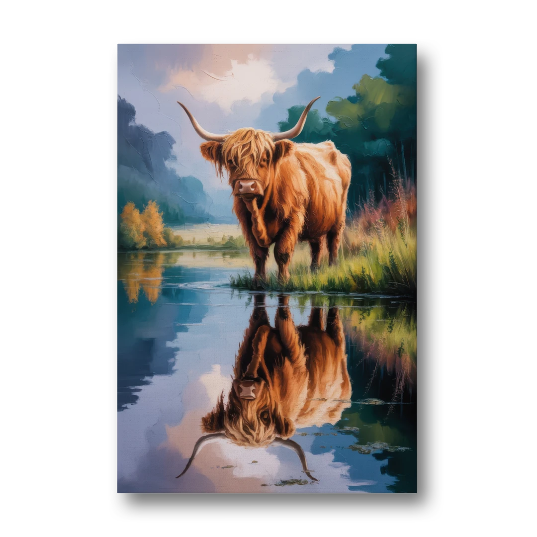 Highland Cow Reflections - Canvas Wall Art - Front