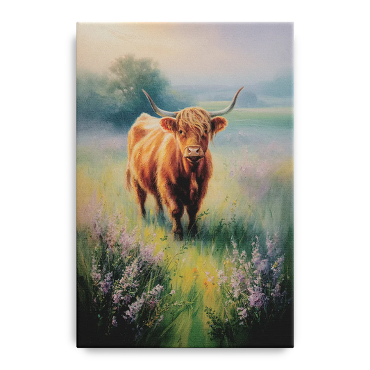 Highland Cow in Mist - Canvas Wall Art