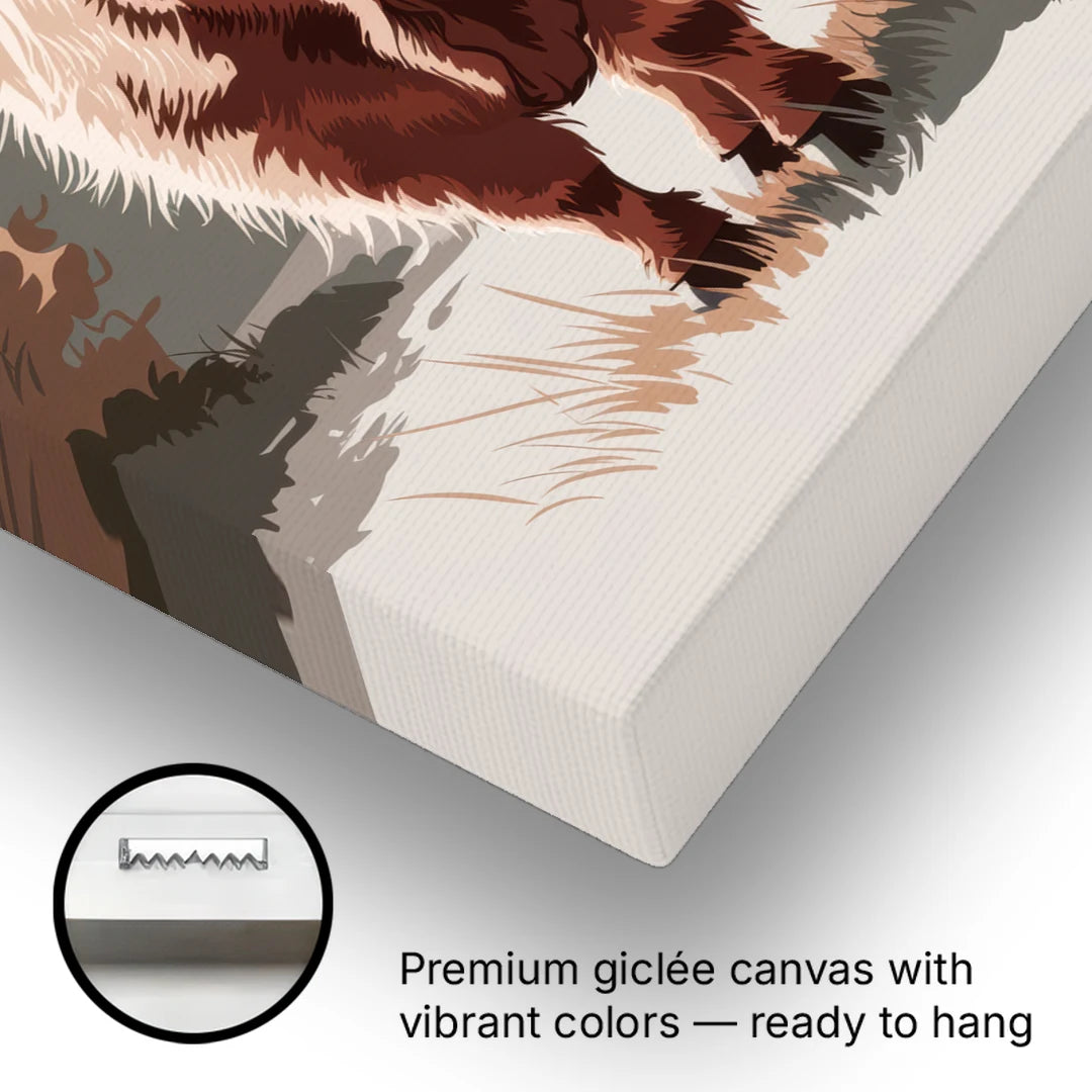 Highland Cows Charm - Canvas Wall Art - Gallery Wrap Corner