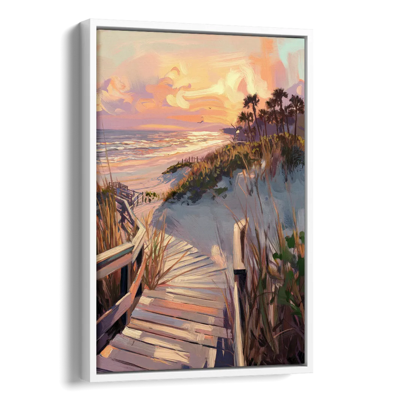 Hilton Head Island Atlantic Shoreline Side - White Canvas Wall Art