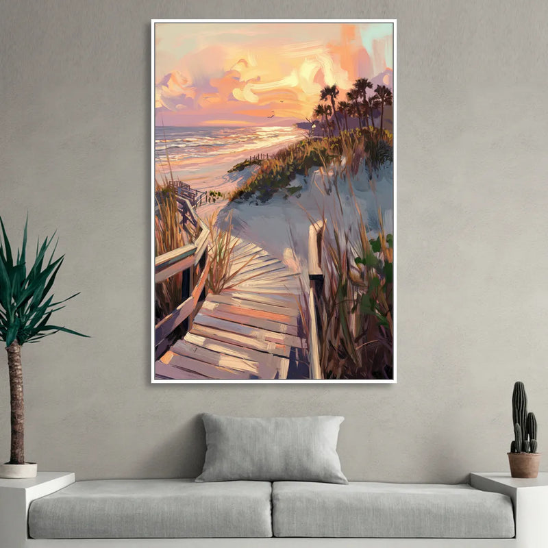 Hilton Head Island Atlantic Shoreline Living Room - White Canvas Wall Art