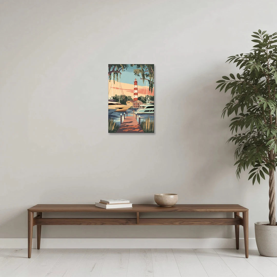 Hilton Head Island Harbour Town Marina - Canvas Wall Art - Coffee Table - 16x24
