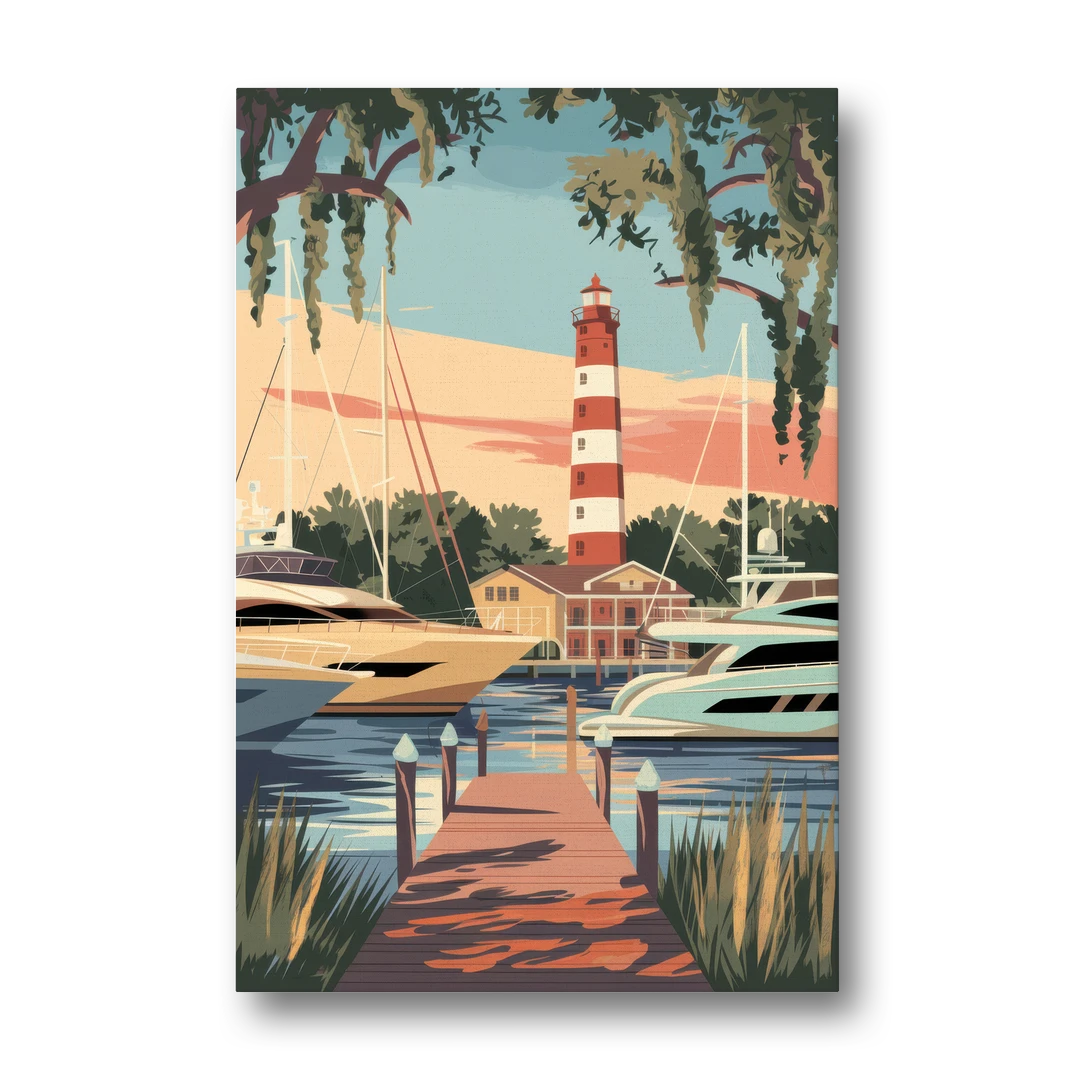 Hilton Head Island Harbour Town Marina - Canvas Wall Art - Front