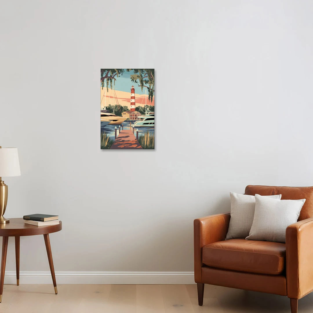 Hilton Head Island Harbour Town Marina - Canvas Wall Art - Sofa - 16x24