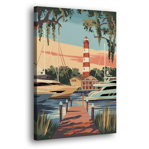 Hilton Head Island Harbour Town Marina - Canvas Wall Art