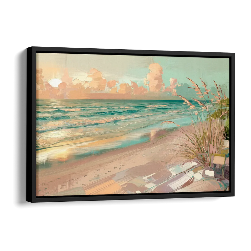 Hilton Head Island Oceanfront Sunrise Side - Black Canvas Wall Art