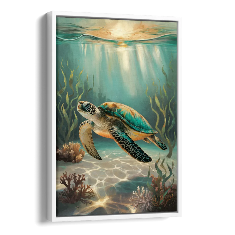 Hilton Head Island Sea Turtle Journey Side - White Canvas Wall Art