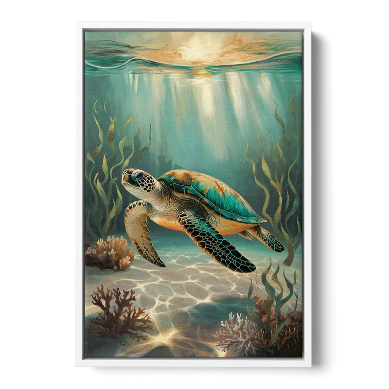 Hilton Head Island Sea Turtle Journey Front - White Canvas Wall Art