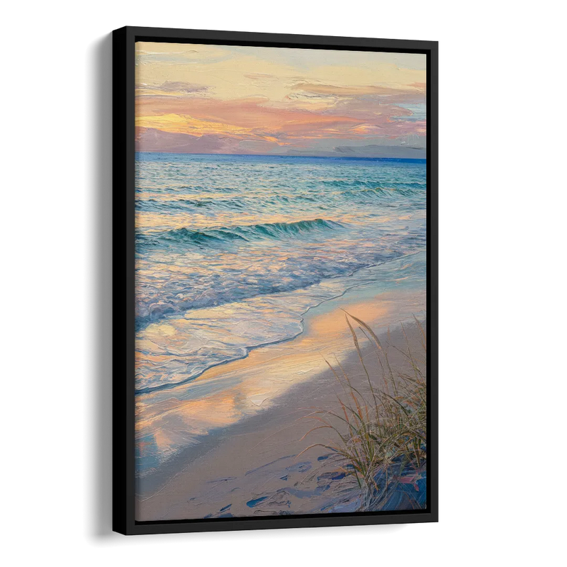 Hilton Head Island Sunset Beach View Side - Black Canvas Wall Art