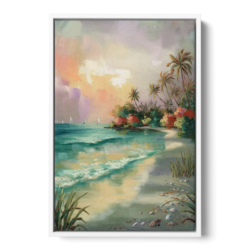 Hilton Head Island Tropical Paradise Front - White Canvas Wall Art