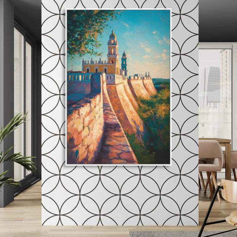 Historic Fortified Walls Living Room - White Canvas Wall Art