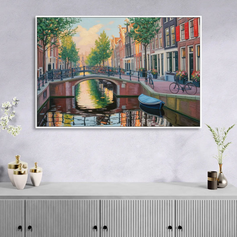 Historic Jordaan Living Room - White Canvas Wall Art