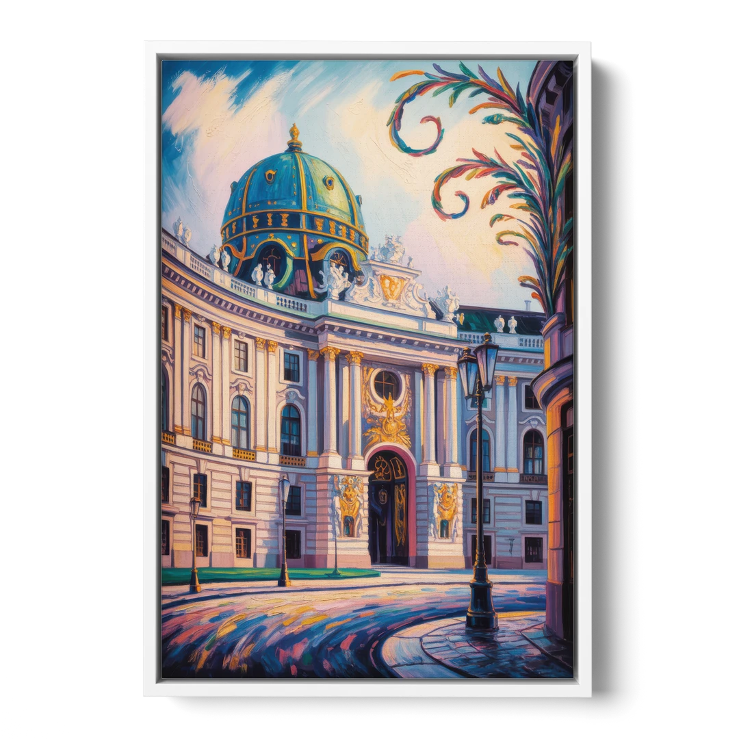 Hofburg Elegance - White Framed Canvas Wall Art - Front