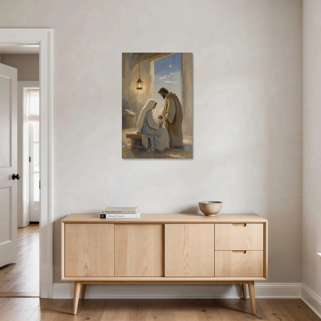 Holy Family Painting by Lantern Light - Canvas Wall Art - Coffee Table - 24x36