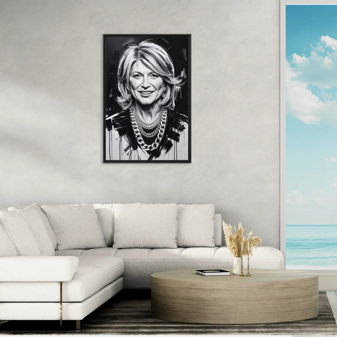 Home Glow - Living Room Black Frame Canvas