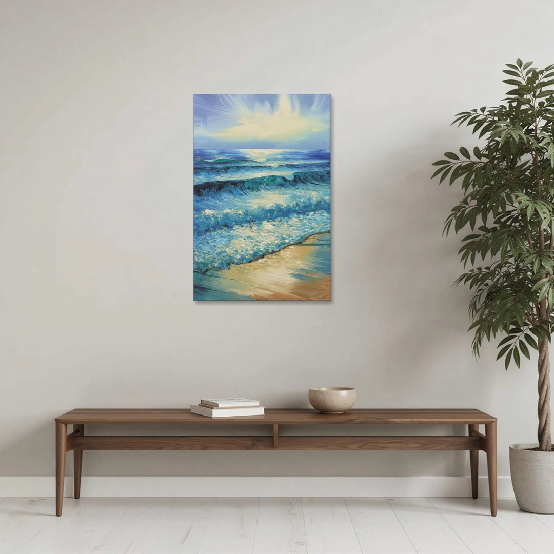 Honolulu Ocean Waves Scene - Canvas Wall Art - Coffee Table - 24x36