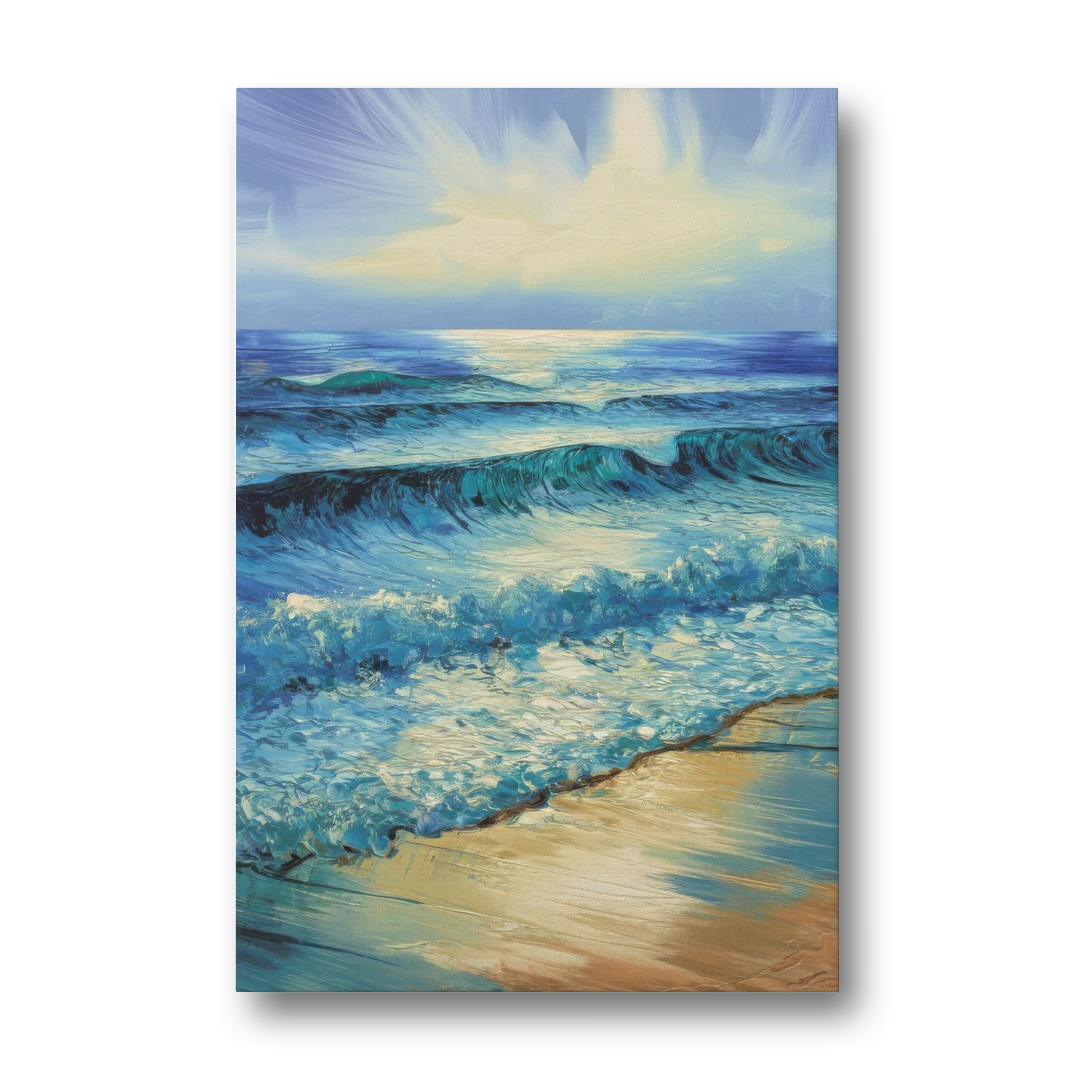 Honolulu Ocean Waves Scene - Canvas Wall Art - Front