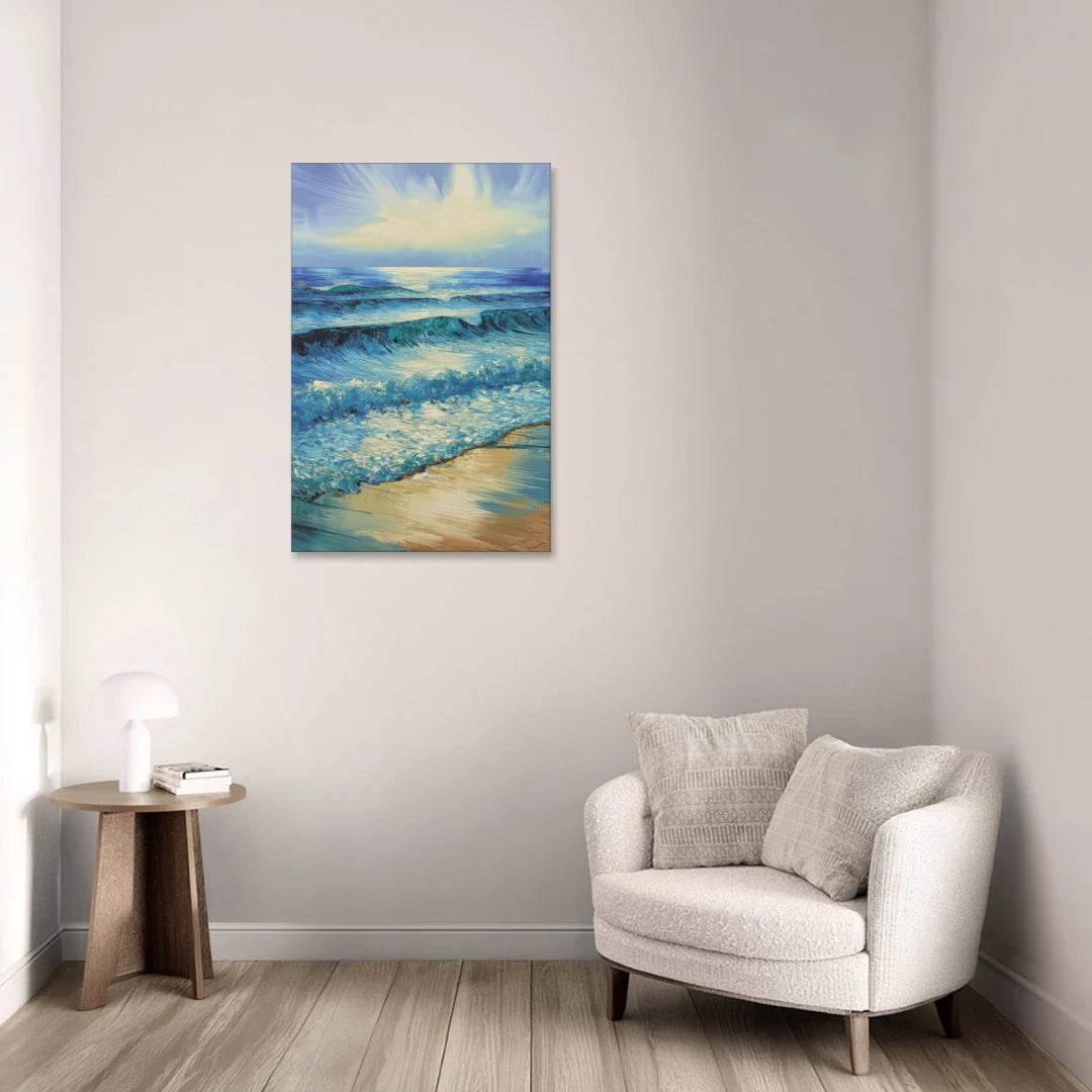 Honolulu Ocean Waves Scene - Canvas Wall Art - Sofa - 24x36