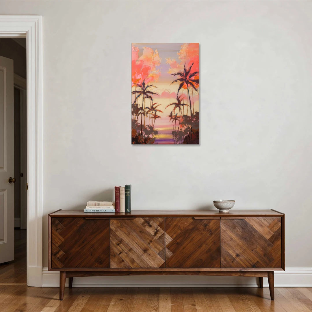 Honolulu Palm Trees Silhouette - Canvas Wall Art - Coffee Table - 24x36