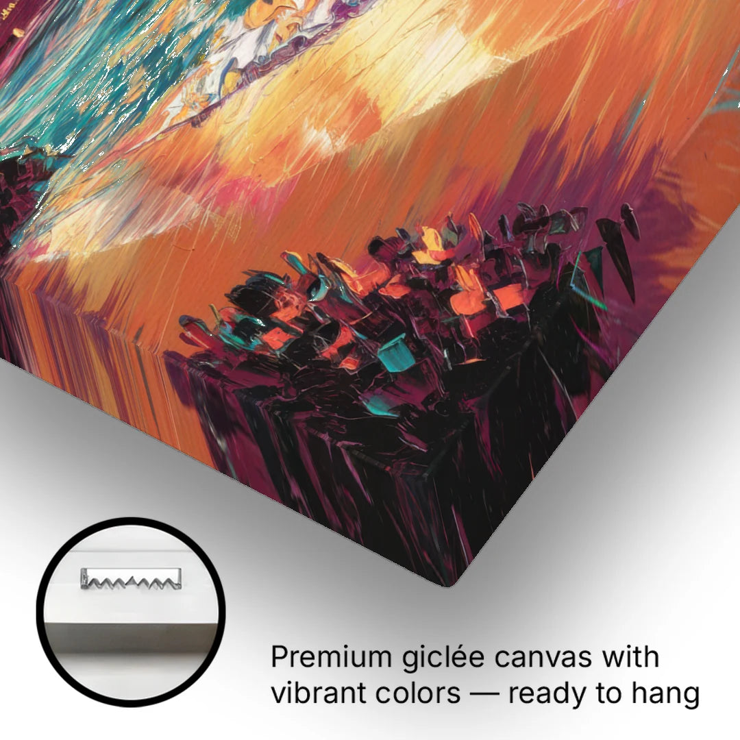 Honolulu Waikiki Beach Sunset - Canvas Wall Art - Gallery Wrap Corner