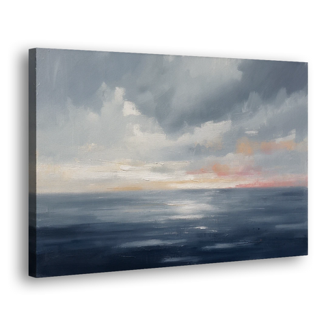 Horizon Line Painting at Blue Hour - Canvas Wall Art
