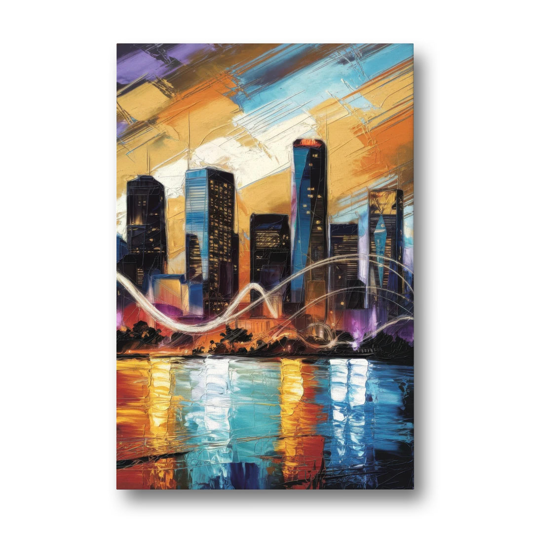 Houston Artistic Skyline - Canvas Wall Art - Front