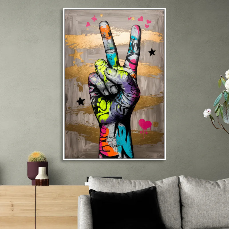 Houston Bold Graffiti Sitting Room - White Canvas Wall Art