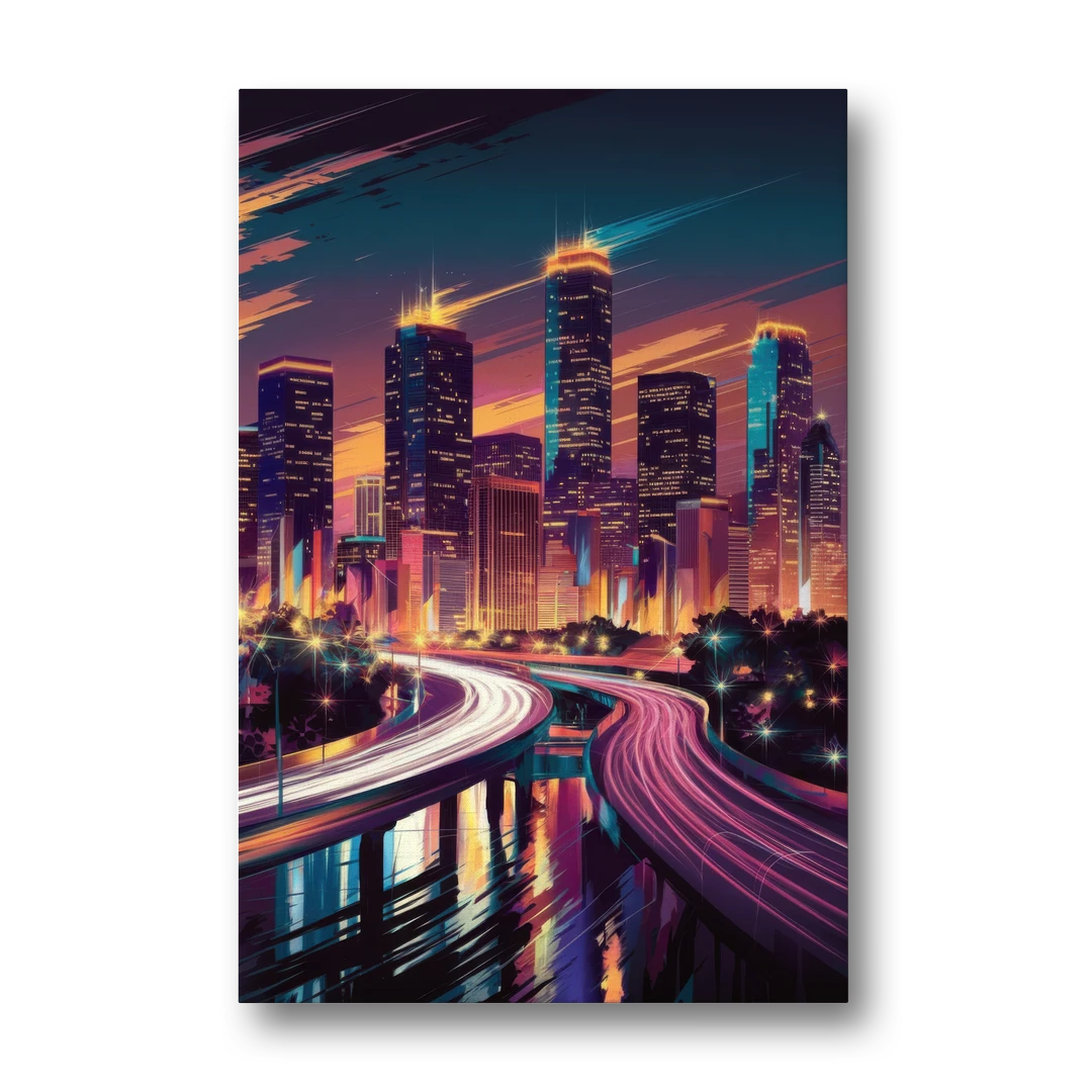 Houston City Lights - Canvas Wall Art - Front