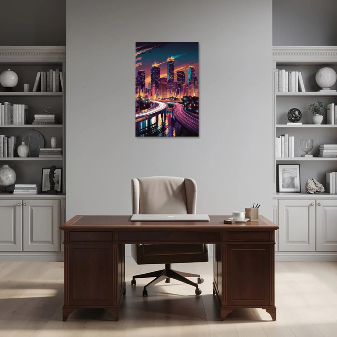 Houston City Lights - Canvas Wall Art - Office - 24x36