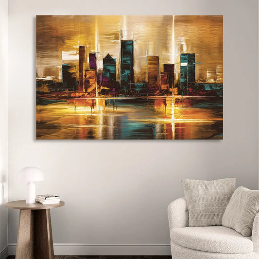 Houston Cityscape Living Room - Canvas Wall Art