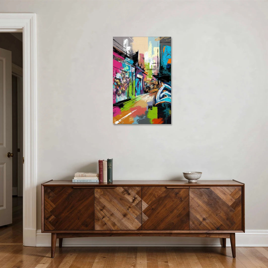 Houston Graffiti Streets - Canvas Wall Art - Coffee Table - 24x36