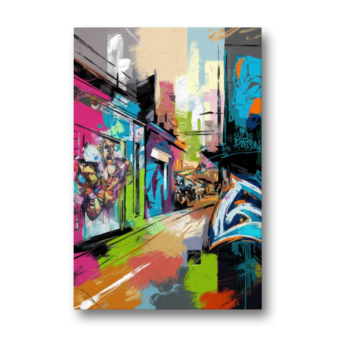Houston Graffiti Streets - Canvas Wall Art - Front