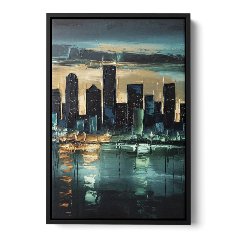 Houston Modern Aesthetic Front - Black Canvas Wall Art