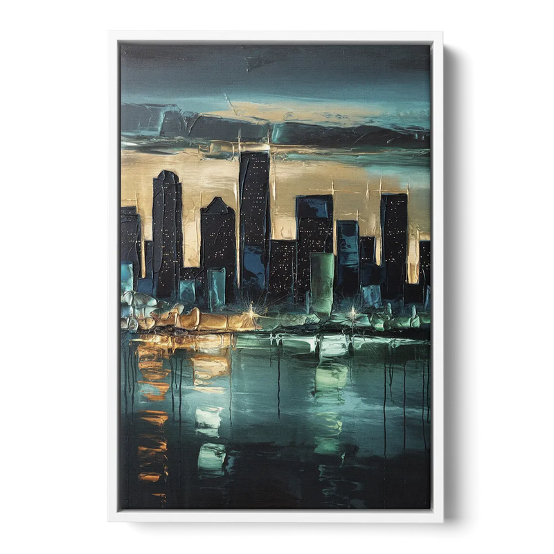 Houston Modern Aesthetic Front - White Canvas Wall Art