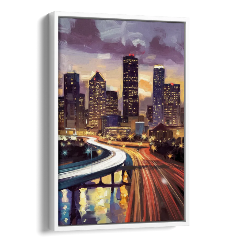 Houston Photography Collection Side - White Canvas Wall Art