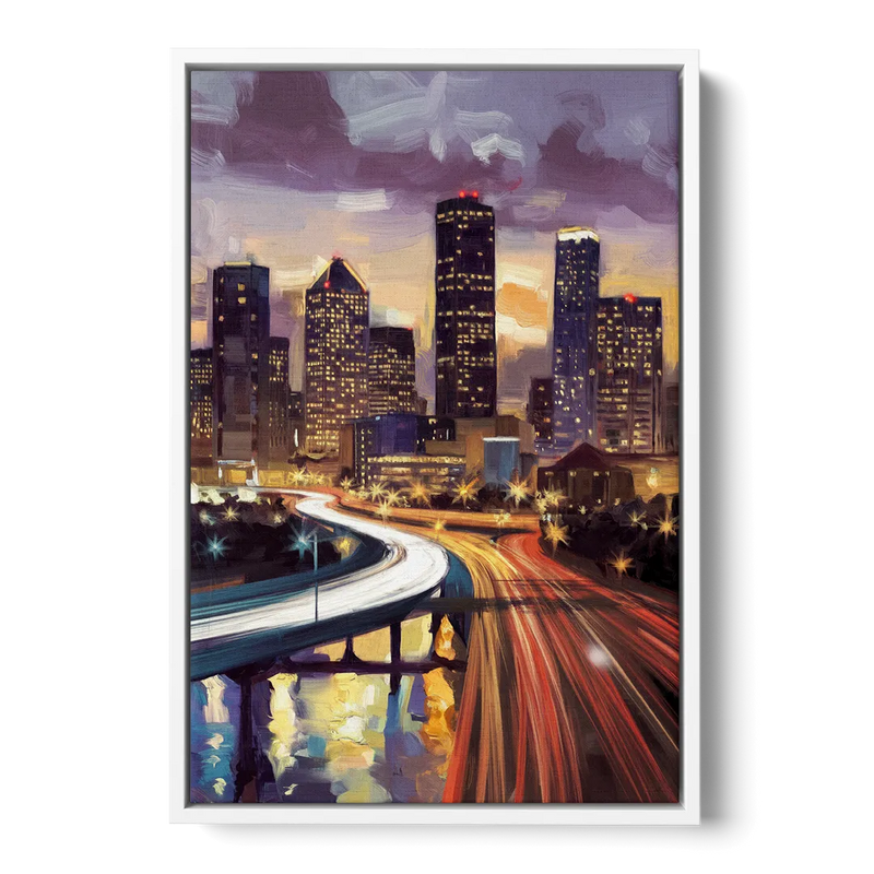 Houston Photography Collection Front - White Canvas Wall Art