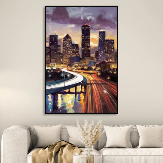 Houston Photography Collection Living Room - Black Canvas Wall Art