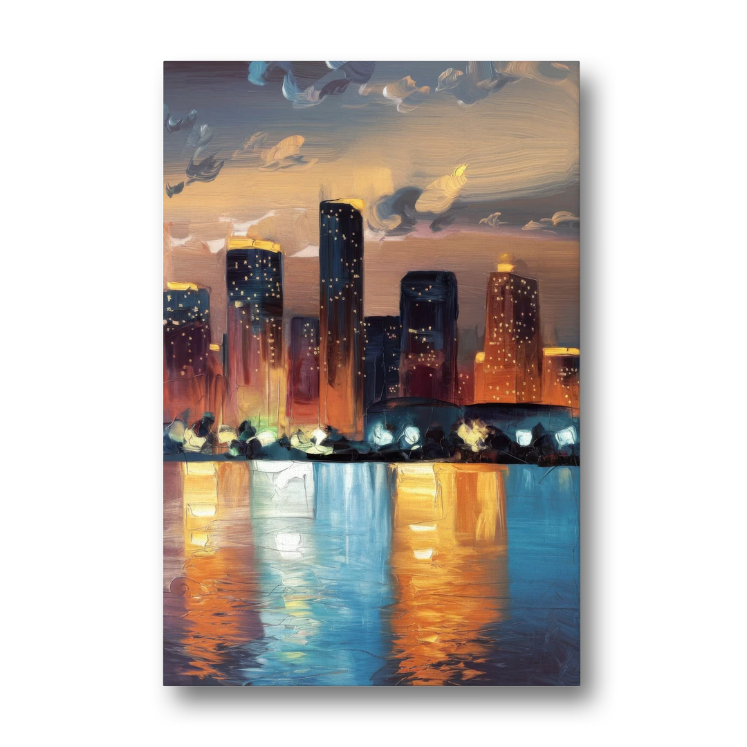 Houston Skyline Glow - Canvas Wall Art - Front