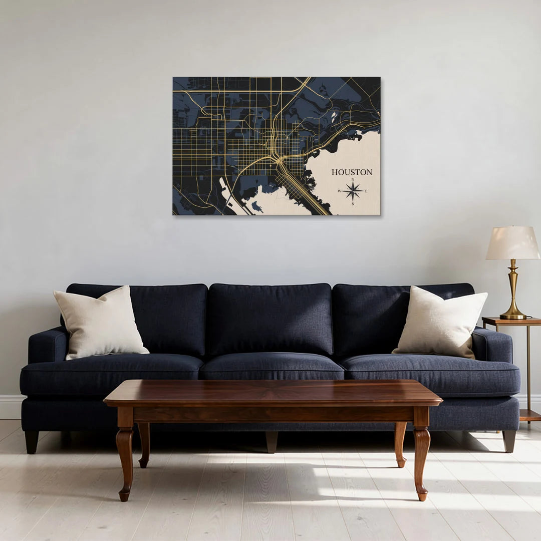 Houston Skyline Horizon - Canvas Wall Art - Sofa - 36x24